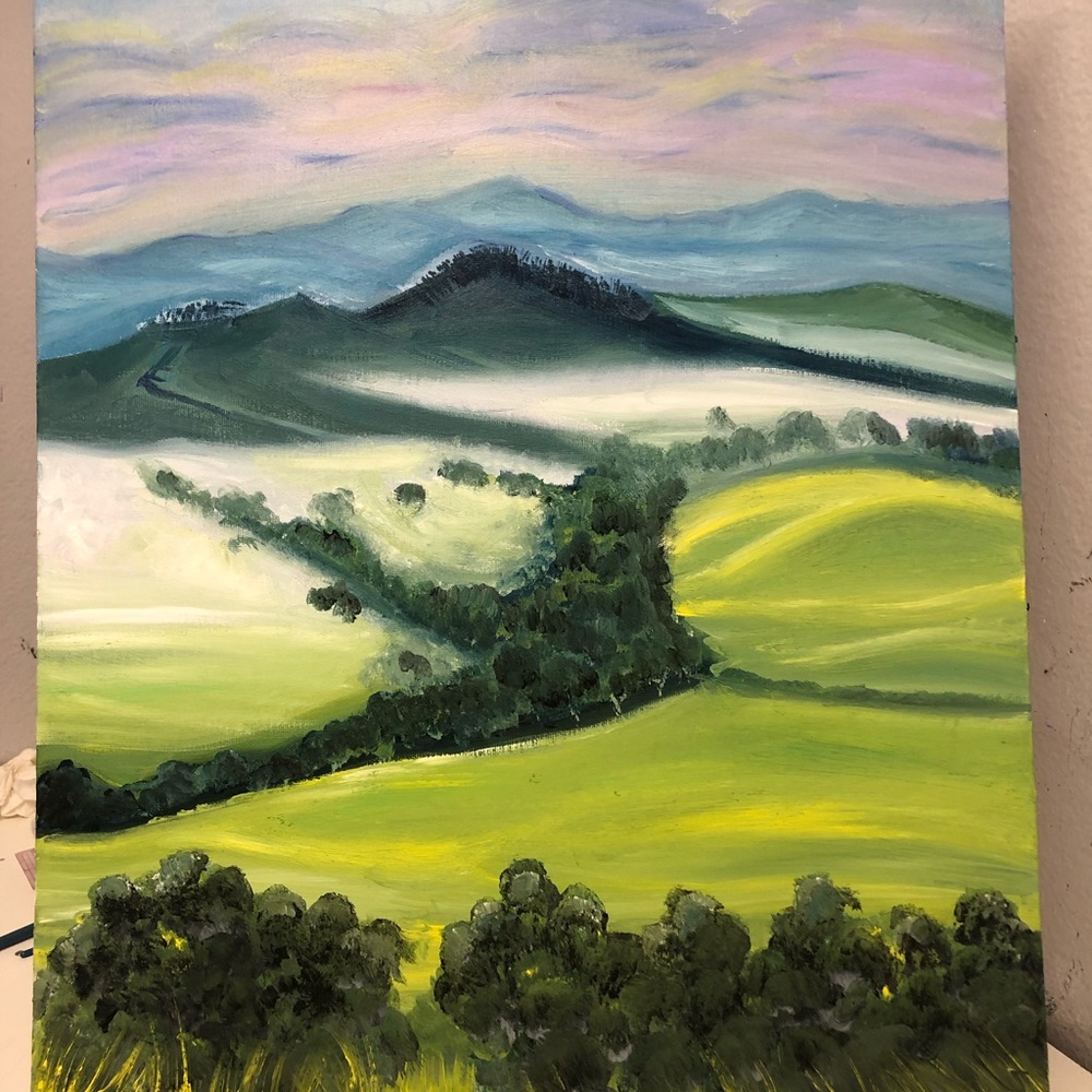 NEW Oil Panting Landscape with dawn by me 16 x 20